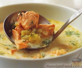 Рецепт Сливочный суп с семгой