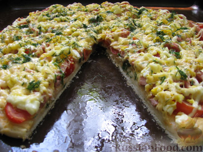 Рецепт Пицца с ветчиной, томатами и яйцом