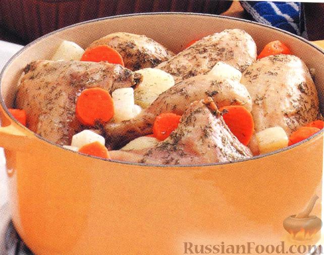 Рецепт Курица тушеная с овощами