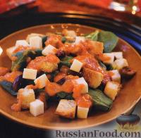 Фото к рецепту: Салат из шпината с жареными помидорами