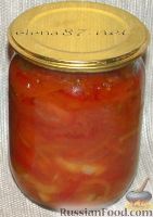 Фото к рецепту: Салат-лечо из помидоров с болгарским перцем и кабачками