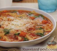 Фото к рецепту: Овощной суп с пастой и фасолью