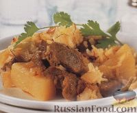 Фото к рецепту: Картофель, тушенный с мясом и рисом