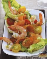 Фото к рецепту: Салат с креветками, лососем и помидорами