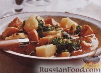 Фото к рецепту: Картофельный суп с мясом, фасолью и капустой