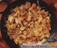Фото к рецепту: Картофель с треской и ветчиной