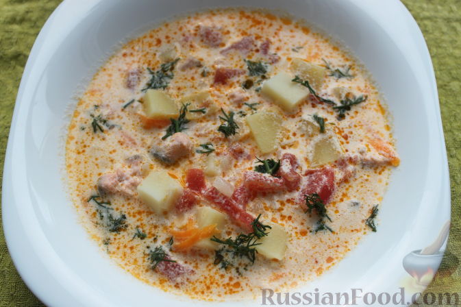 Классический суп из семги: рецепт низкокалорийный