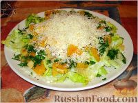 Фото к рецепту: Зеленый салат с курицей и апельсинами