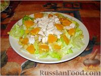 Фото приготовления рецепта: Зеленый салат с курицей и апельсинами - шаг №16