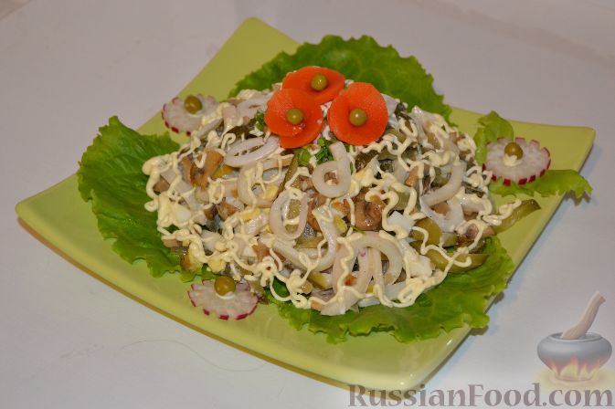 Ингредиенты для «Китайский салат из огурцов и кальмара»: