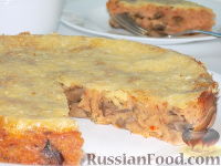 Фото к рецепту: Фасолевый пирог с шампиньонами и сыром