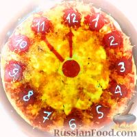 Фото к рецепту: Пицца "Пока часы 12 бьют"