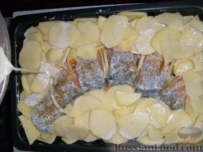 Щука запеченная в духовке с картошкой