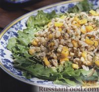 Фото к рецепту: Кукурузный салат с крабовым мясом и манго