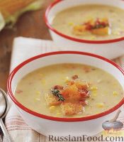 Фото к рецепту: Кукурузный суп с сухариками