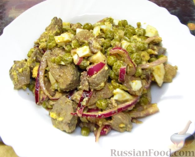Печеночный салат, пошаговый рецепт на ккал, фото, ингредиенты - Татаринова Юля