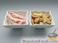 Фото приготовления рецепта: Салат с ветчиной и картофелем, под душистым грибным маслом - шаг №5