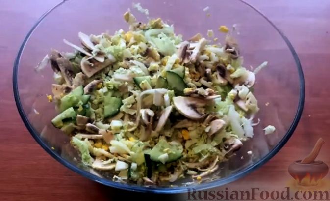 Салат с пекинской капустой и жареными грибами — рецепт с фото | Recipe | Recipes, Salads, Vegan