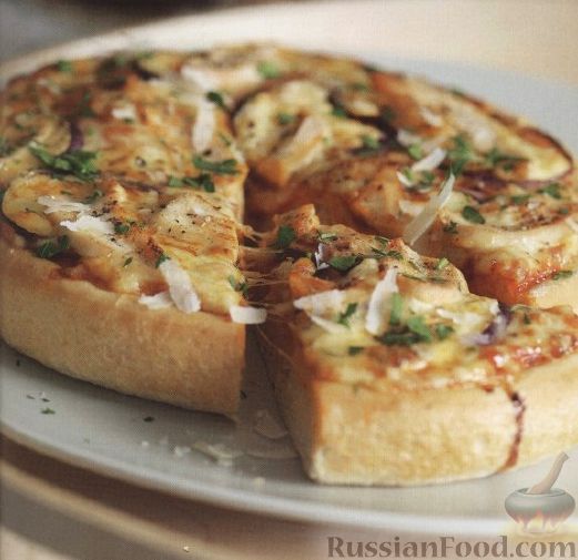 Рецепт Пицца с куриным мясом, сыром и луком