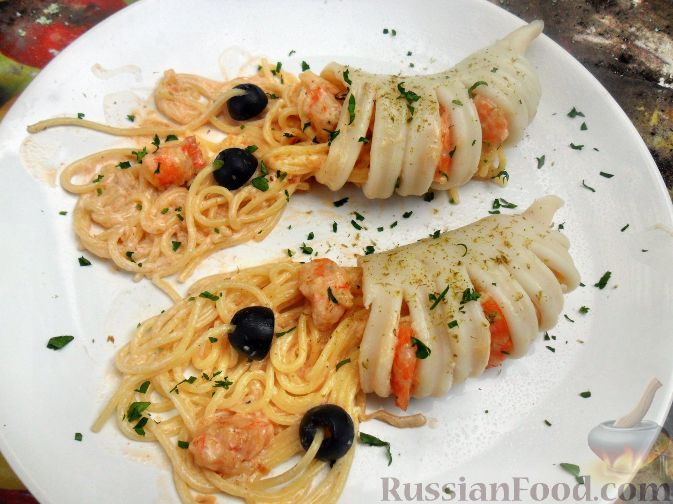 Сливочная паста с кальмарами, пошаговый рецепт на ккал, фото, ингредиенты - AlenaZaytseva