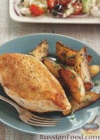 Фото к рецепту: Куриное филе с жареным картофелем