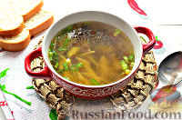 Фото приготовления рецепта: Постный грибной суп с овощами и шпинатными макаронами - шаг №10