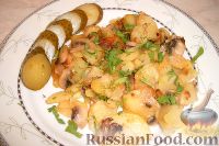 Фото к рецепту: Жареный картофель с шампиньонами