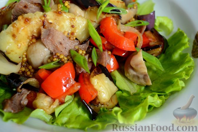 Салат с языком, маринованными грибами и помидорами — рецепт с фото пошагово