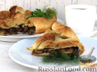 Фото приготовления рецепта: Мясной пирог с баклажанами и грибами - шаг №15