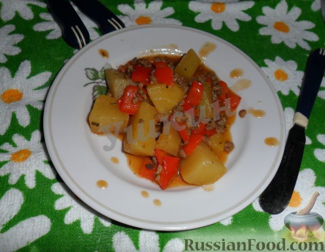 Рецепт Рагу по-болгарски с овощами и фаршем