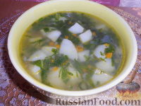 Фото приготовления рецепта: Суп картофельный со щавелем - шаг №16