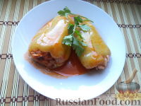 Фото приготовления рецепта: Болгарский перец, фаршированный рисом и грибами - шаг №13