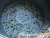 Фото приготовления рецепта: Азербайджанский суп «Овдух» (окрошка на кефире) - шаг №11