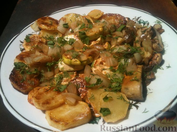 Картофель с кабачками в духовке