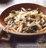 Фото к рецепту: Паста с фасолью и шпинатом