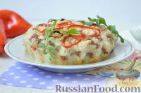 Фото к рецепту: Рисовая запеканка c болгарским перцем и мясом