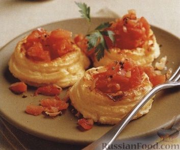 Рецепт Картофельное суфле с помидорами в виде птичьих гнезд