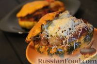 Фото к рецепту: Патиссоны, фаршированные индейкой и овощами