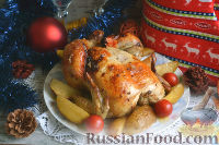 Фото к рецепту: Курица, запеченная целиком, в духовке