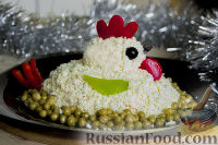 Фото к рецепту: Салат "Петушок" с зелёным горошком