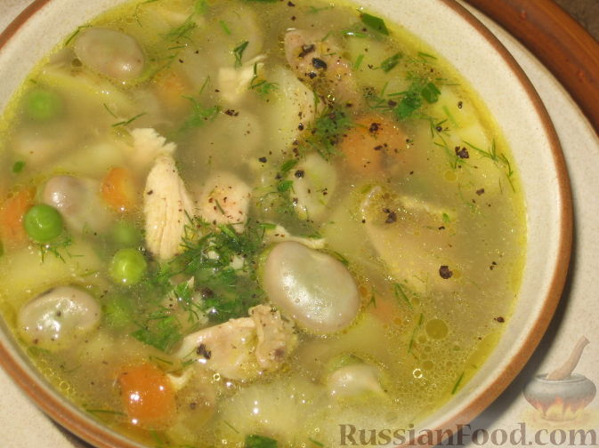 Рецепт Суп из молодых бобов и зеленого горошка