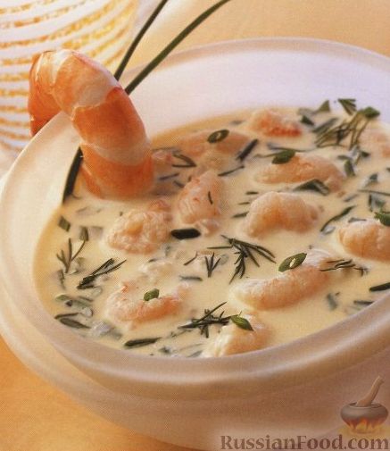 Нежный картофель суп-пюре с креветками