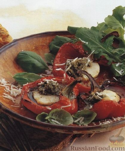 Рецепт Перец, запеченный с морскими гребешками