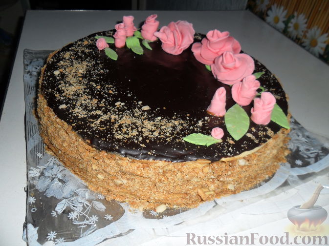Медовый торт Рыжик со сметанным кремом