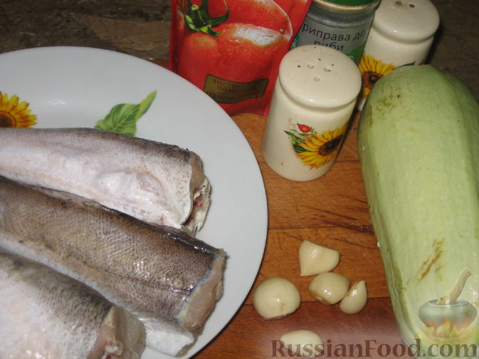 Рыба с кабачками в духовке - рецепт приготовления с пошаговыми фото