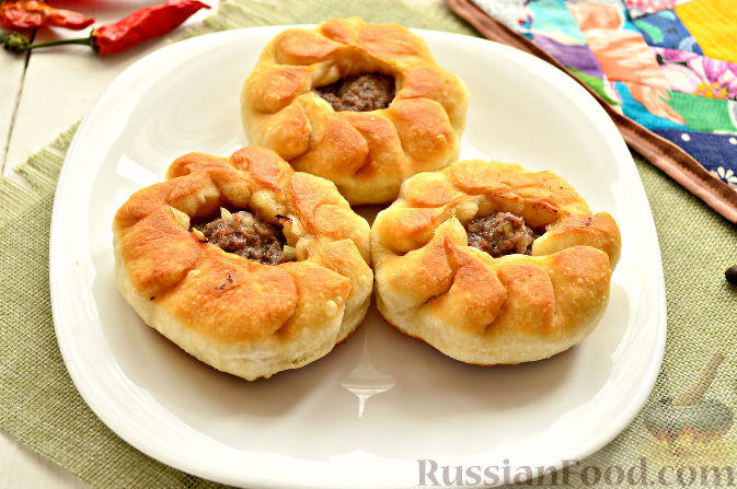 Как приготовить Беляши Перемячи с мясом татарские на дрожжах в духовке просто рецепт пошаговый