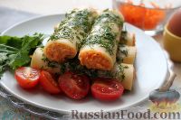 Фото к рецепту: Сырные трубочки с морковной начинкой