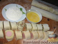 Фото приготовления рецепта: Ленивые пирожки из вафельных рулетов - шаг №3