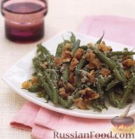 Фото к рецепту: Салат из стручковой фасоли с грецкими орехами