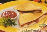Фото к рецепту: Закрытые бутерброды с сыром и колбасой